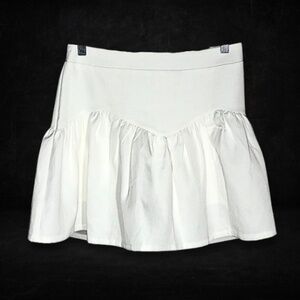 Princess Polly Tennis Mini Skirt Flouncy Hemline Back Zip Cotton White Women’s 6